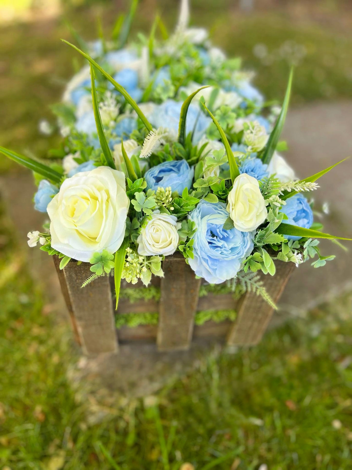 Extra large truck garden planter filled with artificial flowers