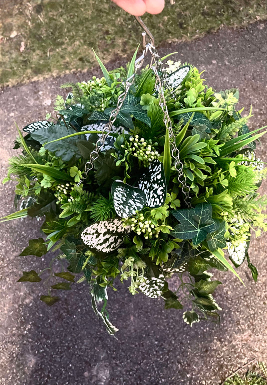 Artificial all foliage 10 inch hanging basket